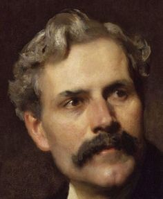 a painting of a man with grey hair and a moustache on his face