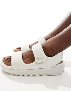 Shoes by Nike Style with sunshine Adjustable strap Adhesive fastening Nike branding Open toe Chunky sole Nike Calm Sandals, Women White Shoes, Nike Branding, Nike Style, Shorts Co Ord, Ballet Pumps, White Sandals, Nike Fashion, Sport Sandals