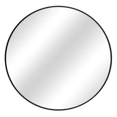 a round mirror on a white background with black border around the edges and bottom edge