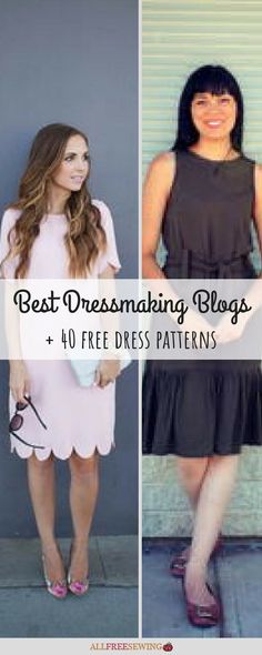 three women in dresses with the words best dressmaking blogs and 10 free patterns