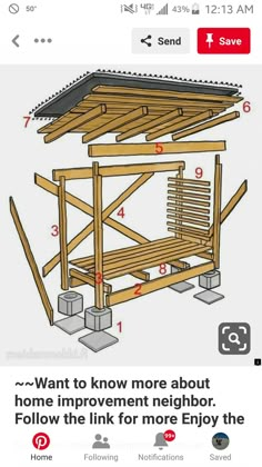 the instructions for how to build an outdoor bench with wood slats and metal posts