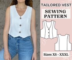 a women's vest sewing pattern with buttons