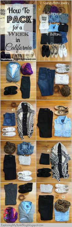 What to Pack for a Week in California: Winter. How to Pack. How to pack a carry on bag. A week's worth of outfits in a carry on bag. Exploring My Style blog. Travel Outfit Summer Road Trips, Road Trip Bag, California San Francisco, California Winter, Packing Hacks Clothes, Winter Travel Outfit, Universal Studios Orlando, Travel Outfit Summer, Summer Road Trip