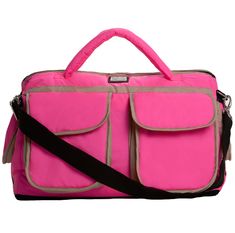 a pink bag with two compartments on the front