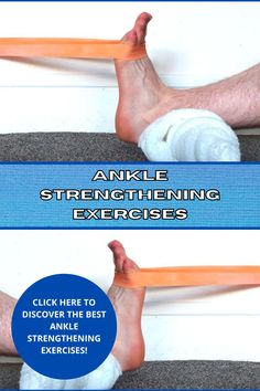 an ankle stretching exercise is shown in two separate images with the text, click here to recover the best and most effective stretching exercises