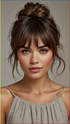 ✨ Ready for a stunning look? Achieve a youthful and fresh appearance with this Classic Waves with Side-Swept Bangs wedding hairstyles half length with bangs. Perfect the technique for seamless hair extensions. Perfect for those wanting to grow out shorter styles. Easy to maintain and style at home. Click for a step-by-step guide! #ClassicWaveswithSide-SweptBangsweddinghairstyleshalflengthwithbangs Short Bangs Wedding Hairstyle, Bangs With Part In The Middle, Bangs For Very Fine Hair, Parted Fringe Hairstyles, Hairstyle With Short Bangs, Bridesmaid Hairstyles Medium Length Fine Hair, Shorter Hair With Bangs, Medium Fine Hairstyles, Bangs On Fine Hair