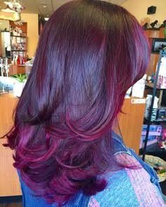 Purple Hair With Highlights, Red Purple Hair Color, Purple Red Hair, Best Ombre Hair, Cute Hair Colors, Dyed Natural Hair, Hair Bob, Silk Press, Ombre Hair Color