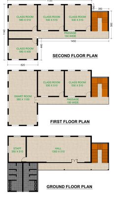 two story house plans with second floor and first floor plan in the same section,