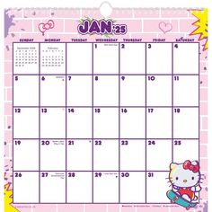 a calendar with hello kitty on it