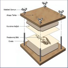 the structure of a wooden box with parts labeled