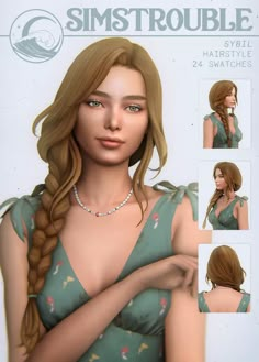 an animated woman with long hair and braids