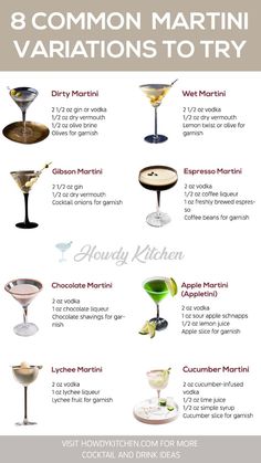 the 8 most common martini variations to try for your next drink or appetizer