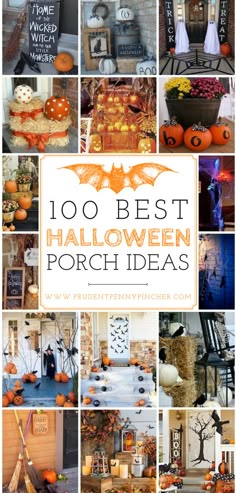 the top ten halloween porch decor ideas for your home and yard in this postcard style photo collage