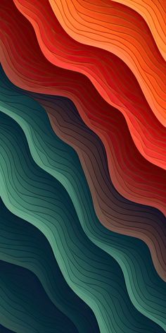 an abstract background with wavy lines in orange, blue and green colors on top of each other