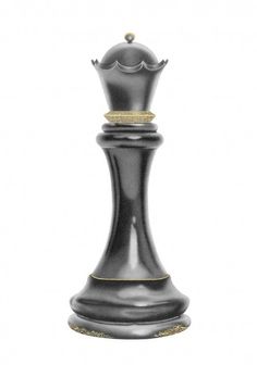 a black and gold chess piece on a white background