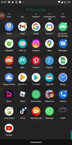 an image of the launcher app for android with icons and texting on it's screen