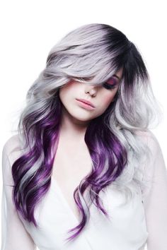 Trendy Winter Shades of Silver Gray & Purple... Lavender Hair Colors, Vivid Hair Color, Gorgeous Hair Color, Lavender Hair, Hair Color Purple, Pretty Hair Color, Bright Hair, Hair Color Highlights, Haircut And Color