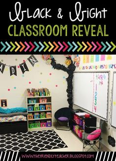 classroom reveal with black and white decor