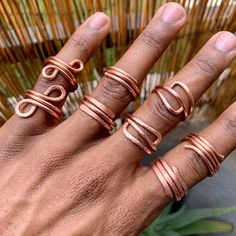 Thank you for checking out my shop!  Custom handcrafted Funky copper wire rings.  - 12 gauge copper wire - Custom sizes available - Made to order *All rings are 1-of-a-kind and may slightly vary from the displayed photos* Wire Rings, Copper Rings, Copper Wire, Rings Statement, Custom Sizing, Statement Rings, I Shop, Copper, Bangles