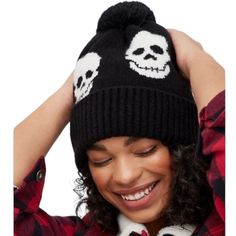 Nwt Torrid Black Skull Pom Pom Beanie Grunge Punk Halloween Excellent Condition, No Flaws. Materials + Care 73% Acrylic, 24% Nylon, 3% Spandex. Machine Wash Cold. Dry Low. Imported. Details Skull Print. Black And White. Pom On Top. Questions? Leave A Comment Below! Fur Pom Pom Beanie, Beige Hat, Beanie Black, Suede Fringe Jacket, Black Skull, Grey Beanie, Black Skulls, Faux Fur Pom Pom, Halloween Fashion