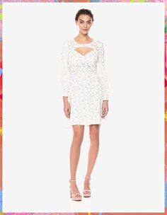 BCBGMax Womens Medina Floral Whisper Lace A Line Dress, Best Dress, Whisper White, Usa Dresses, Uk Fashion, Fashion 2020, Fitted Bodice, Men Fashion, Floral Lace