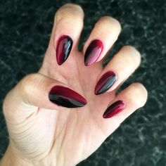 Vampire Halloween nails. With cnd shellac and ombre nails Velvet nails, Ombre nails, Nails Vampire Nails Short, Halloween Nails Red, Nail Designs Black, Nails August, Nails Gothic, Vampire Nails, Sharp Claws, Opal Nails, Nails 2017