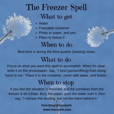 Freezer Spell, Witchcraft 101, Hoodoo Spells, Witchy Tips, Jar Spells