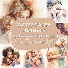 watercolor mothers clip art bundle