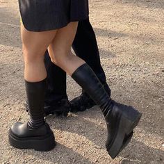 ad eBay - Platform Boots Knee High Med Calf Chunky Heel Fashion Girls Shoes Boots Slip On - Buy Now, click the link (eBay) New Goth, Shoes 2022, Gothic Boots, Summer Boots, High Heel Wedges, Chunky Boots, Fall 2023, Boots For Women, Mid Calf Boots