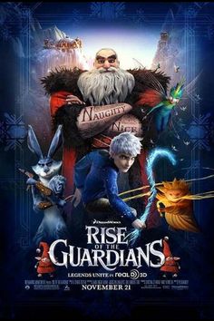 the movie poster for rise of the guardianss, featuring an older man with white hair and