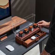 Introducing The Watch Deck Pro - The perfect way to showcase your collection of timepieces in style. Made from high-quality wood, this watch case is both sturdy and elegant, adding character to any room in your home or office.  The case features a hinge, which allows you to easily open and close the lid, giving you easy access to your watches. It also comes with a vegan leather padding for extra protection!  Watch Deck Pro is perfect for watch enthusiasts, collectors, or anyone looking for a sty Rectangular Brown Watch Accessories With Case, Luxury Brown Watch Accessories With Case, Modern Brown Analog Display Watch, Classic Rectangular Watch Storage Accessories, Business Brown Rectangular Watch Case, Mens Watch Box, Watch Display Case, Grey Watch, Wooden Watches For Men