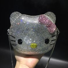 45729639366877 Hello Kitty Purse, Hello Kitty Characters, Rhinestone Clutch, Hello Kitty Cartoon, Crystal Bags, Love And Co, Ladies Clutch, Evening Clutch Bag, Pink Bow