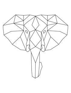 an elephant's head made up of triangles