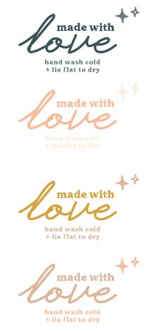 some type of font that is in different colors and sizes, with the words made with love