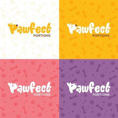 four different logos for pawfeed portions