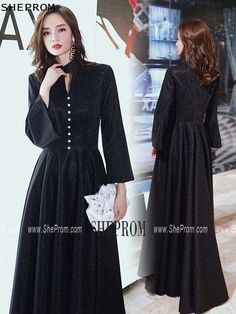 Classy Long Black Aline Evening Dress With Flare Long Sleeves Ref.AM79020 at SheProm. SheProm.com is an online store with thousands of dresses, range from Preview and so on. Not only selling #PreviewDresses more and more trendy dress styles will be updated daily to our store. All instock with stable shipping. Shop now to get 10% off! Evening A-line Midi Dress For Night Out, Dressy A-line Evening Dress For Party Season, Holiday A-line Midi Dress For Night Out, Elegant A-line Evening Dress For Winter, Holiday Evening A-line Midi Dress, Dressy Midi Dress For Prom And Holiday, Holiday Dressy Midi Dress For Prom, Holiday Midi Dress For Prom, Dressy Holiday Midi Dress For Prom