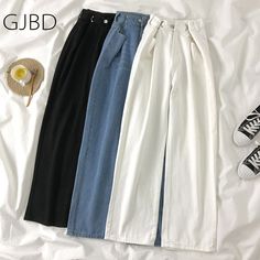 Women's High Waist Trouser Baggy Fashion Wide Leg Straight Solid Mom Denim Pants Size Table Is In The Pictures! Please allow 1-3mm error due to a manual measurement! Shipping takes from 10 to 29 business days! Returns are welcomed for 30 days after receiving an Your order! Thank You for visiting! White High Waist Denim Wide Leg Pants, Trendy White Denim Wide Leg Pants, White Wide-leg Denim Pants, Non-stretch Cotton Wide-leg Jeans, Non-stretch Wide-leg Cotton Jeans, Baggy Korean Fashion, Celana Jogger Wanita, Girls Jeans Fashion, Baggy Fashion