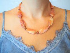 Brown Agate Necklace, Birth Necklace for Mom, Natural Stone Protection Jewelry, Chunky Choker Necklace, Birthstone Choker for Wife Birth Necklace, Chunky Choker Necklace, Chunky Choker, Brown Agate, Protection Jewelry, Joy And Peace, Necklace For Mom, Natural Stone Necklace