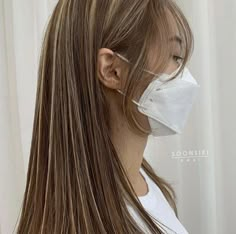 Korean Hair Highlights, Hair Streaks For Brown Hair, Caramel Blonde Highlights On Dark Hair, Korean Hair Dye Ideas, Korean Highlights Hair Color, Hair Color Ideas Korean, Korean Brown Hair, Brown Hair With Blonde Streaks, Korean Hair Dye