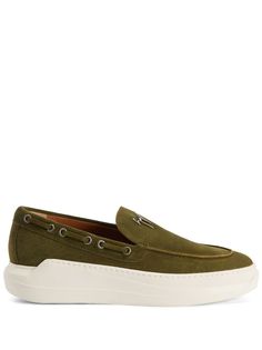 olive green calf suede/calf leather leather lining logo plaque almond toe slip-on style branded insole flat rubber sole Mocassins Men, Giuseppe Zanotti Sneakers, Velvet Loafers, Modern Gentleman, Mens Green, Derby Shoes, Green Velvet, Dolce & Gabbana, Boys Shoes