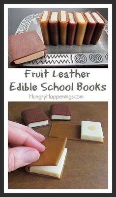 an image of fruit leather edible school books