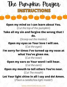 the pumpkin prayer instructions for children