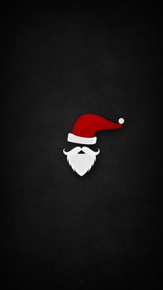 a santa hat and beard on a black background