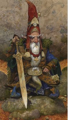 Gnome Soldier, Forest Character Art, Fairy Soldier, Rock Gnome, Gnome Knight, Gnome Aesthetic Dnd, Gnome Barbarian, Adrian Smith Art, Dnd Gnome Art