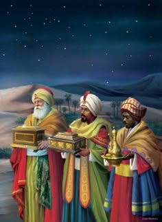 the three wise men are holding their items