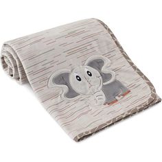 a baby blanket with an elephant on it