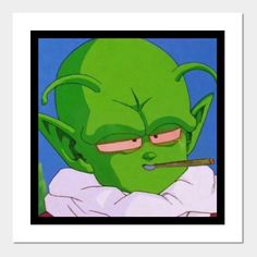 the green man from dragon ball is staring into the distance with his eyes wide open