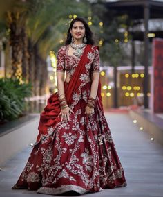 Maroon Bridal Lehenga, 500 Dollars, Lehenga Saree Design, Latest Bridal Lehenga, Reception Outfit, Half Saree Lehenga, Wedding Lehenga Designs