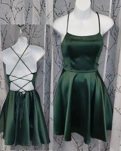 Cute Party Dress with Tie Lace Back Cute Semi Formal Dresses Short, Forest Green Dresses Short, Grade 8 Dresses Graduation, Grad Dresses Green Short, Emerald Green Grad Dress Short, Dama Green Dresses, Dark Green Grad Dresses Short, Short Prom Dresses Green, Grade 8 Grad Dresses Green