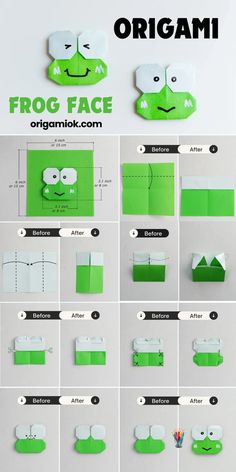 how to make an origami frog face with instructions for making it out of paper